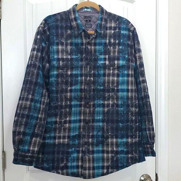 Oakley mens Quilted Teal/ Black Flannel Jacket, size Medium - Picture 1 of 4